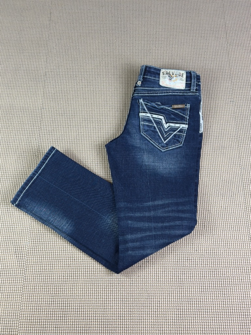 SALVAGE boys western buckle reckless straight denim jeans size 12 youth